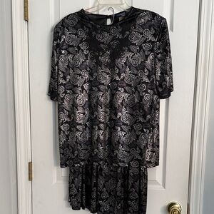 Black and Silver Floral Skirt Set